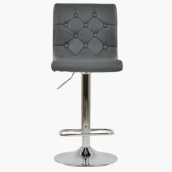 Cisco Dark Grey Faux Leather Chrome Base Kitchen Stool -Furniture Specialty Store cisco dark grey pu 4