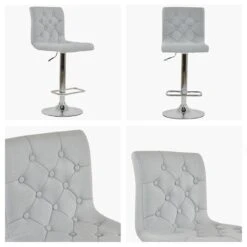 Cisco Grey Fabric Chrome Base Barstool -Furniture Specialty Store cisco light grey fabric white 1