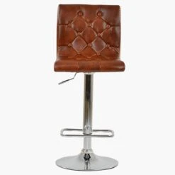 Cisco Vintage Brown Faux Leather Chrome Base Bar Stool -Furniture Specialty Store cisco vintage brown 4