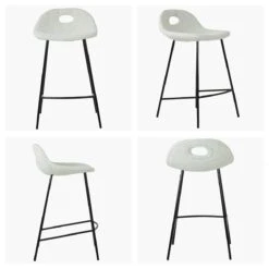Clara Cream Boucle Black Leg Kitchen Stool