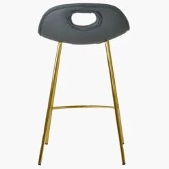Clara Dark Grey Velvet Gold Leg Bar Stool -Furniture Specialty Store clara dark grey pu gold leg 1