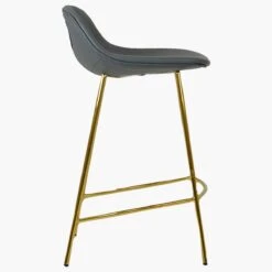 Clara Dark Grey Velvet Gold Leg Bar Stool -Furniture Specialty Store clara dark grey pu gold leg 2