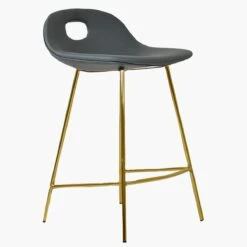 Clara Dark Grey Velvet Gold Leg Bar Stool -Furniture Specialty Store clara dark grey pu gold leg 3