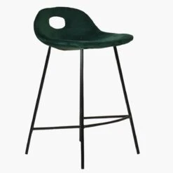 Clara Green Velvet Black Leg Kitchen Stool -Furniture Specialty Store clara green black leg 1