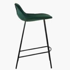 Clara Green Velvet Black Leg Kitchen Stool -Furniture Specialty Store clara green black leg 4