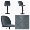 Clarris Dark Grey Velvet Bar Stool Matt Black Adjustable Base -Furniture Specialty Store clarris dark grey black base 3