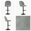 Clarris Grey Velvet Bar Stool Matt Black Adjustable Base -Furniture Specialty Store clarris grey black base 4