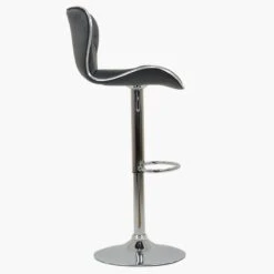 Cobain Dark Grey Faux Leather Chrome Base Breakfast Stool