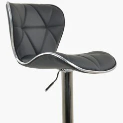 Cobain Dark Grey Faux Leather Chrome Base Breakfast Stool -Furniture Specialty Store cobain dark grey 4