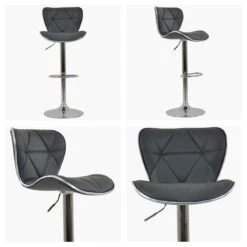 Cobain Dark Grey Faux Leather Chrome Base Breakfast Stool -Furniture Specialty Store cobain dark grey white