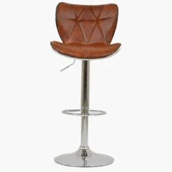 Cobain Vintage Brown Faux Leather Chrome Base Barstool -Furniture Specialty Store cobain vintage brown 4