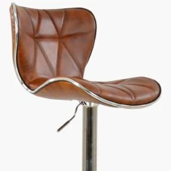 Cobain Vintage Brown Faux Leather Chrome Base Barstool -Furniture Specialty Store cobain vintage brown 5