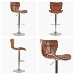 Cobain Vintage Brown Faux Leather Chrome Base Barstool -Furniture Specialty Store cobain vintage brown white