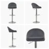 Cologne Dark Grey Fabric Chrome Base Bar Stool -Furniture Specialty Store cologne gas lift charcoal 4
