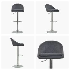 Cologne Dark Grey Fabric Chrome Base Bar Stool