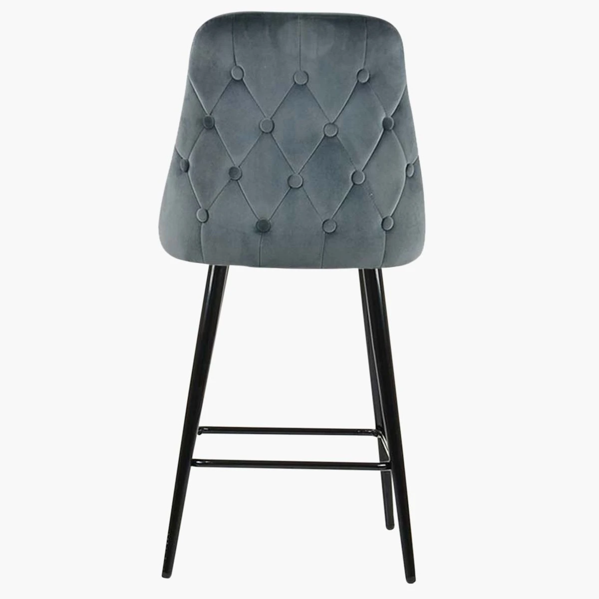 Colorado Dark Grey Velvet Black Leg Barstool