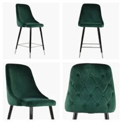Colorado Green Velvet Black Silver Leg Breakfast Stool -Furniture Specialty Store colorado green velvet silver tip white