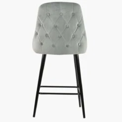 Colorado Grey Velvet Black Leg Barstool