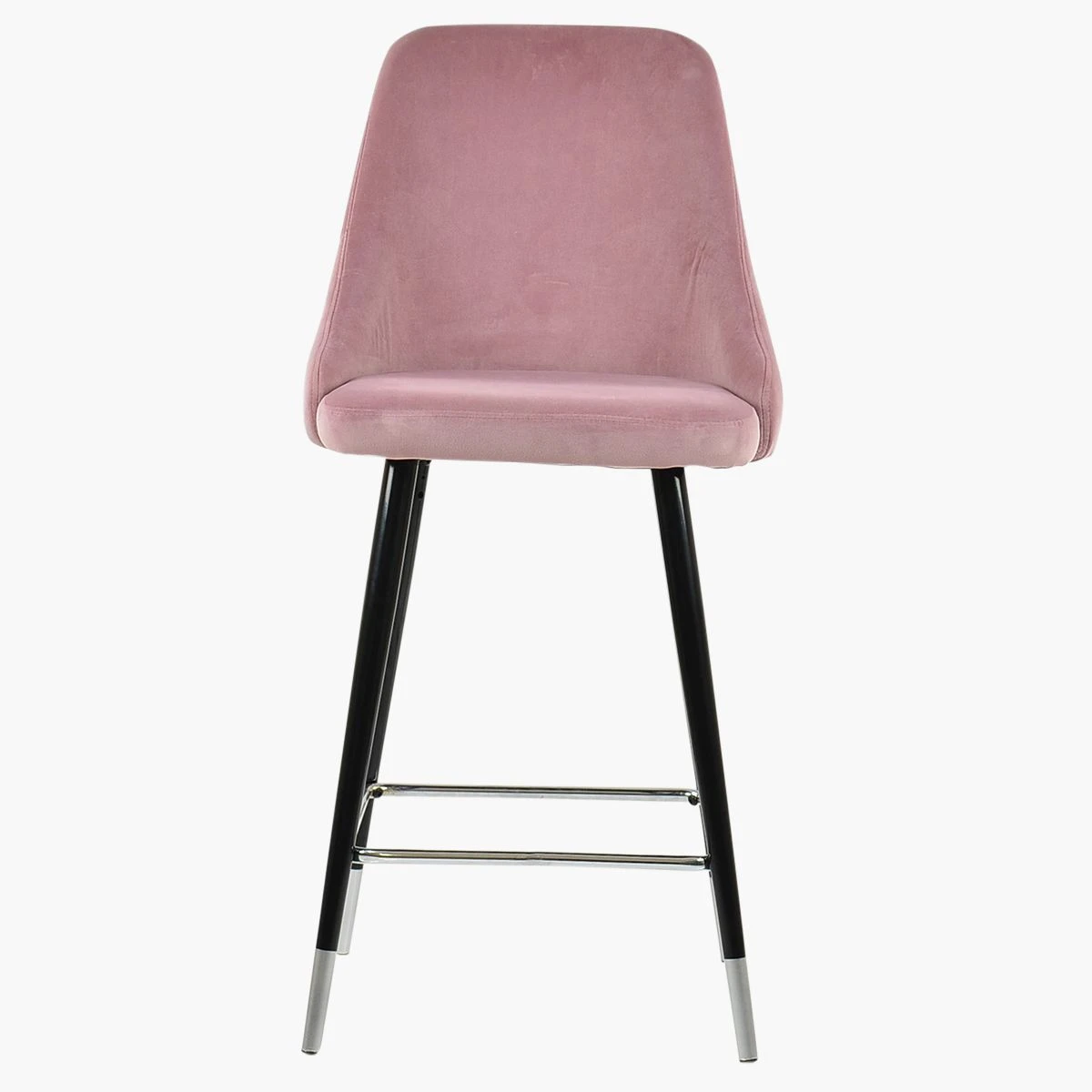 Colorado Pink Velvet Black Silver Leg Breakfast Stool - Image 3
