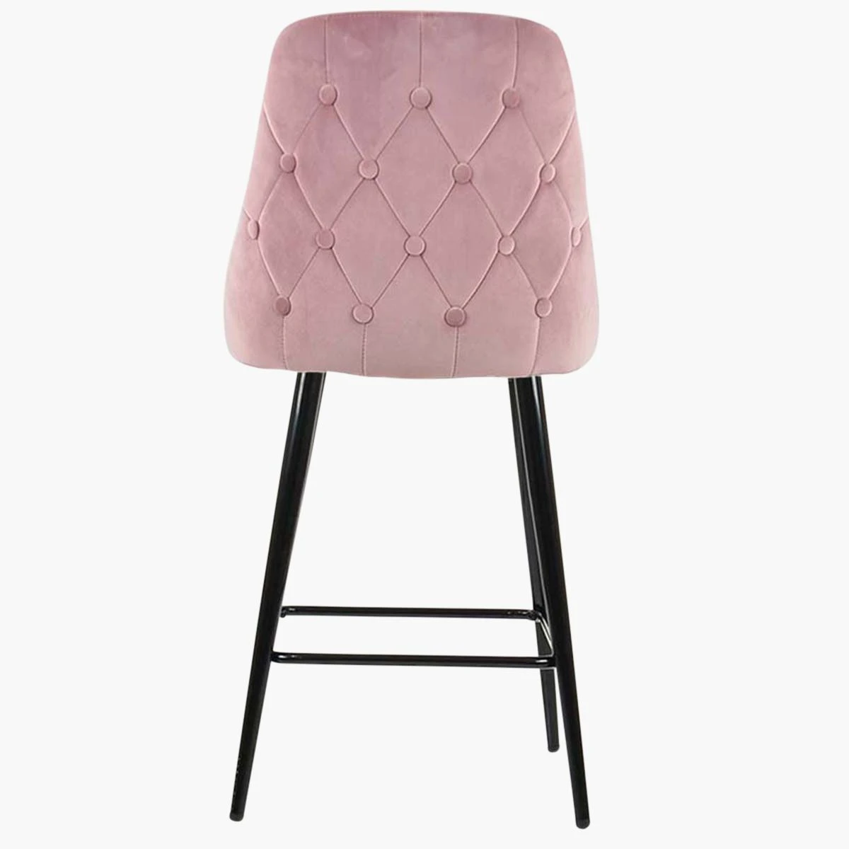 Colorado Pink Velvet Black Leg Barstool