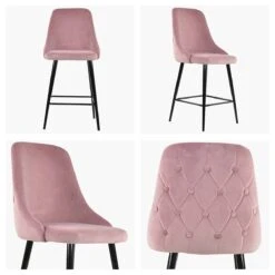Colorado Pink Velvet Black Leg Barstool -Furniture Specialty Store colorado pink velvet black leg white 1