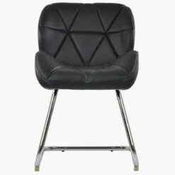 Corfu Black Faux Leather Office Chair Without Wheels -Furniture Specialty Store corfu black 1