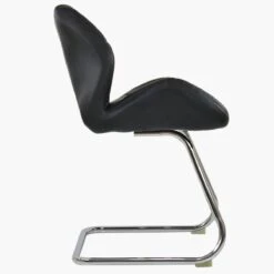 Corfu Black Faux Leather Office Chair Without Wheels -Furniture Specialty Store corfu black 3