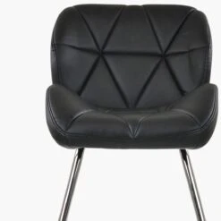 Corfu Black Faux Leather Office Chair Without Wheels -Furniture Specialty Store corfu black 4