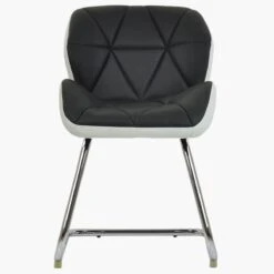 Corfu Black / White Leather Office Chair Without Wheels -Furniture Specialty Store corfu black and white 1