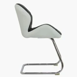 Corfu Black / White Leather Office Chair Without Wheels -Furniture Specialty Store corfu black and white 3