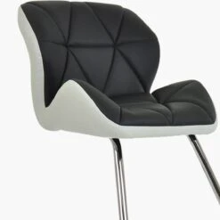 Corfu Black / White Leather Office Chair Without Wheels -Furniture Specialty Store corfu black and white 4