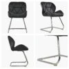 Corfu Black Faux Leather Office Chair Without Wheels -Furniture Specialty Store corfu black white