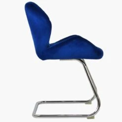 Corfu Blue Velvet Office Chair Without Wheels -Furniture Specialty Store corfu blue velvet 1
