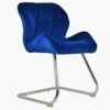 Corfu Blue Velvet Office Chair Without Wheels -Furniture Specialty Store corfu blue velvet 2