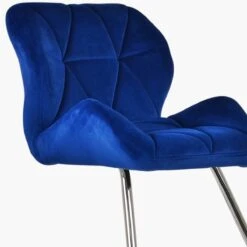 Corfu Blue Velvet Office Chair Without Wheels -Furniture Specialty Store corfu blue velvet 4