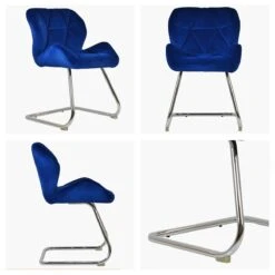 Corfu Blue Velvet Office Chair Without Wheels -Furniture Specialty Store corfu blue velvet white
