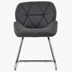 Corfu Dark Grey Faux Leather Office Chair Without Wheels