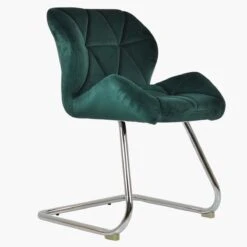 Corfu Green Velvet Office Chair Without Wheels -Furniture Specialty Store corfu green velvet 1