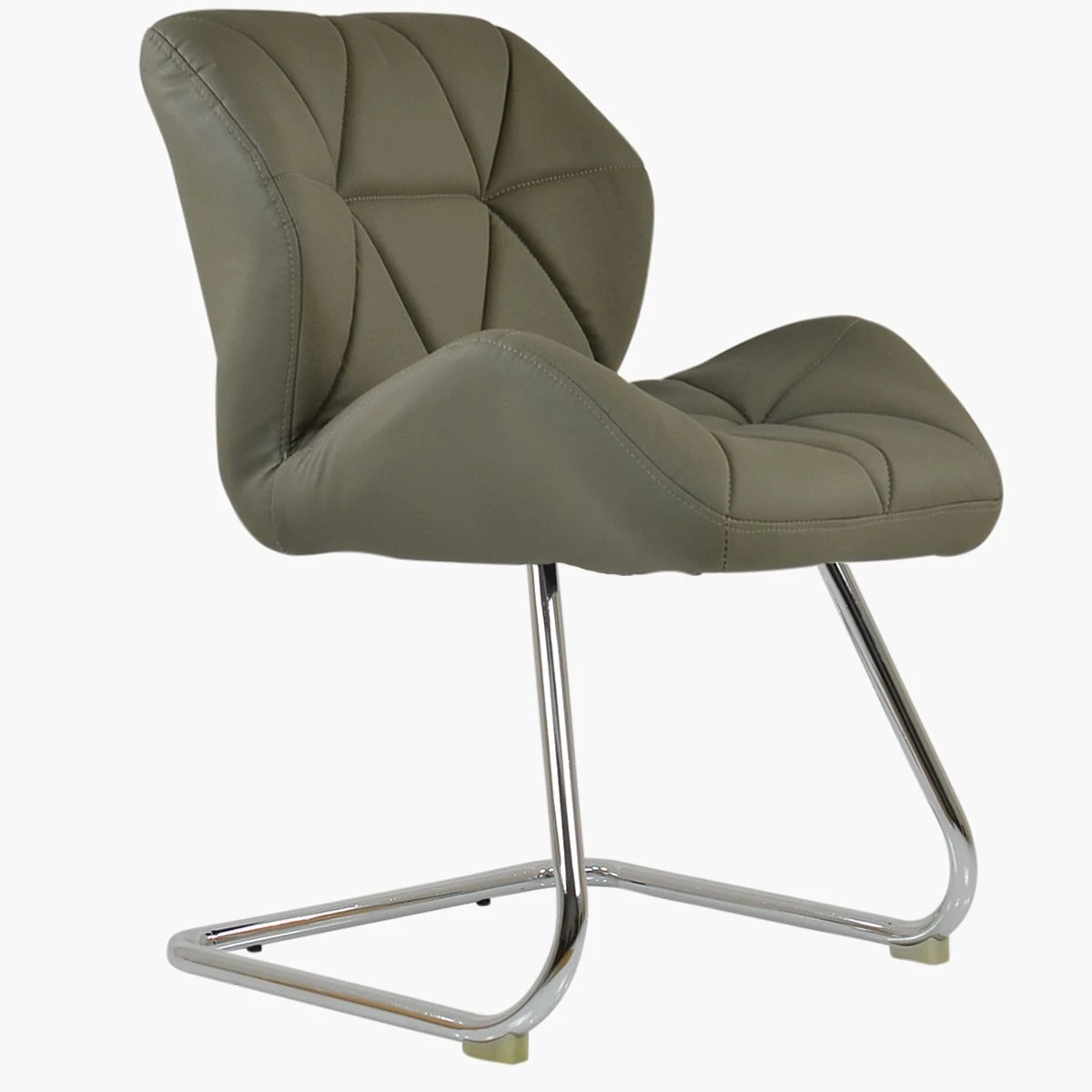 Corfu Taupe Faux Leather Office Chair Without Wheels 4 Corfu Taupe Faux Leather Office Chair Without Wheels - Image 2