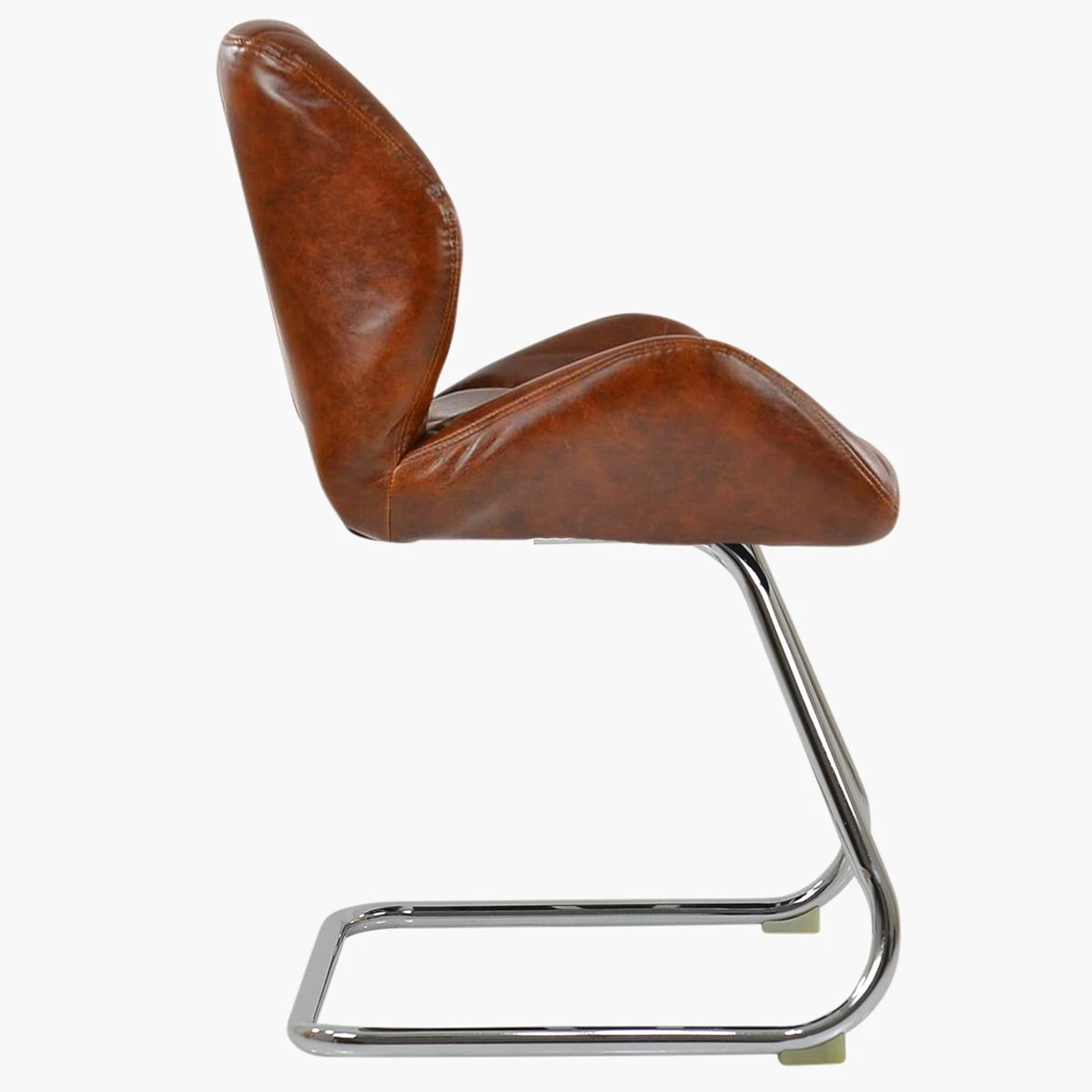 Corfu Brown Leather Office Chair Without Wheels 3 Corfu Brown Leather Office Chair Without Wheels