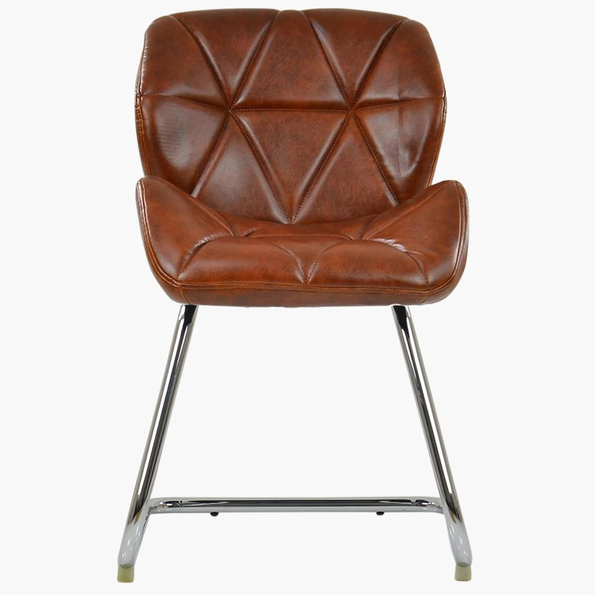 Corfu Brown Leather Office Chair Without Wheels 4 Corfu Brown Leather Office Chair Without Wheels - Image 2