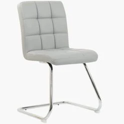 Cuba Grey Faux Leather Office Chair Without Wheels