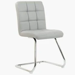Cuba Grey Faux Leather Office Chair Without Wheels -Furniture Specialty Store cuba grey 3