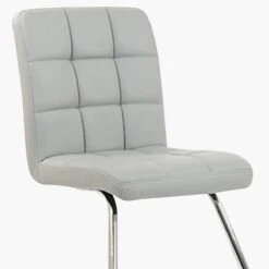 Cuba Grey Faux Leather Office Chair Without Wheels -Furniture Specialty Store cuba grey 4