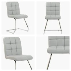 Cuba Grey Faux Leather Office Chair Without Wheels -Furniture Specialty Store cuba grey white