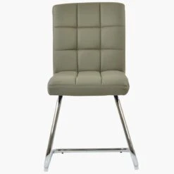 Cuba Taupe Faux Leather Office Chair Without Wheels