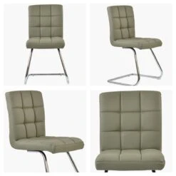 Cuba Taupe Faux Leather Office Chair Without Wheels -Furniture Specialty Store cuba taupe white