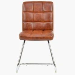 Cuba Vintage Brown Faux Leather Office Chair Without Wheels