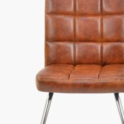 Cuba Vintage Brown Faux Leather Office Chair Without Wheels -Furniture Specialty Store cuba vintage brown 5