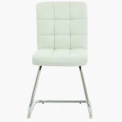 Cuba White Faux Leather Office Chair Without Wheels